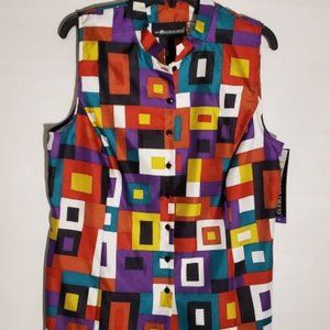 NWT SAG HARBOR LARGE SLEEVELESS BUTTON UP BLOUSE